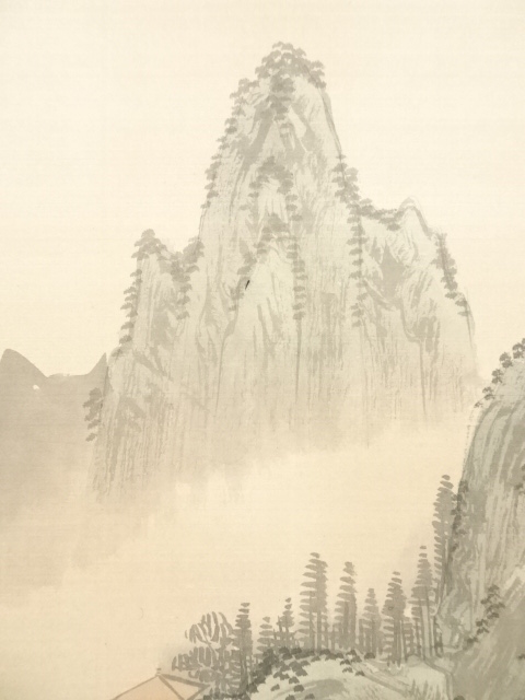 道具 ] - 道具 中国 春江暁月 水墨山水 肉筆絹本掛軸 | ネットショップ